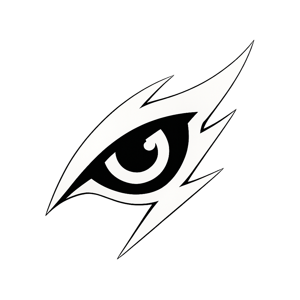 Drop Finder Labs Logo - Stylized white eye symbol with lightning edges